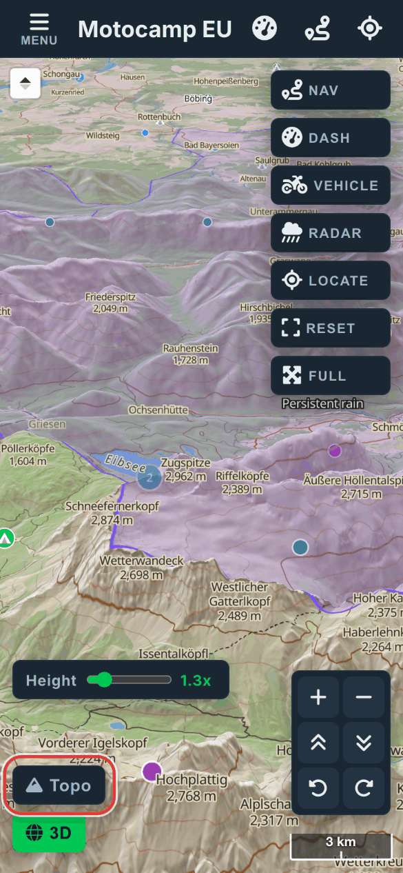 Switch Topo to Sat, on a phone