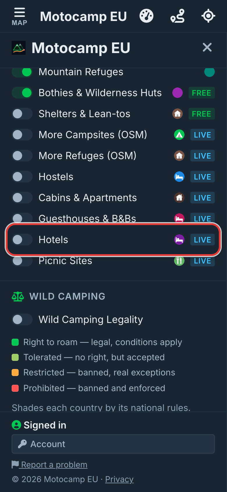 Hotels and guesthouses too, on a phone