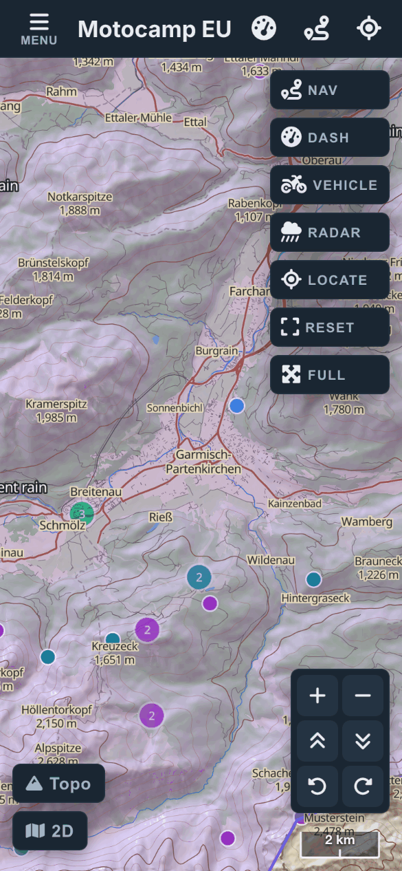 Find the pins on the map, on a phone