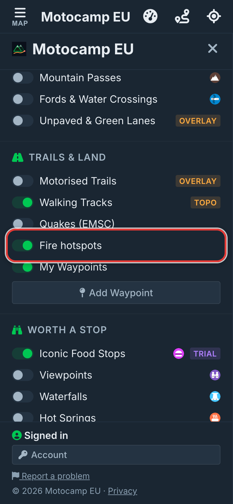 Check Fire hotspots is on, on a phone