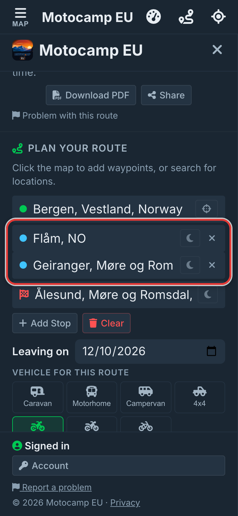 Plan your route, on a phone