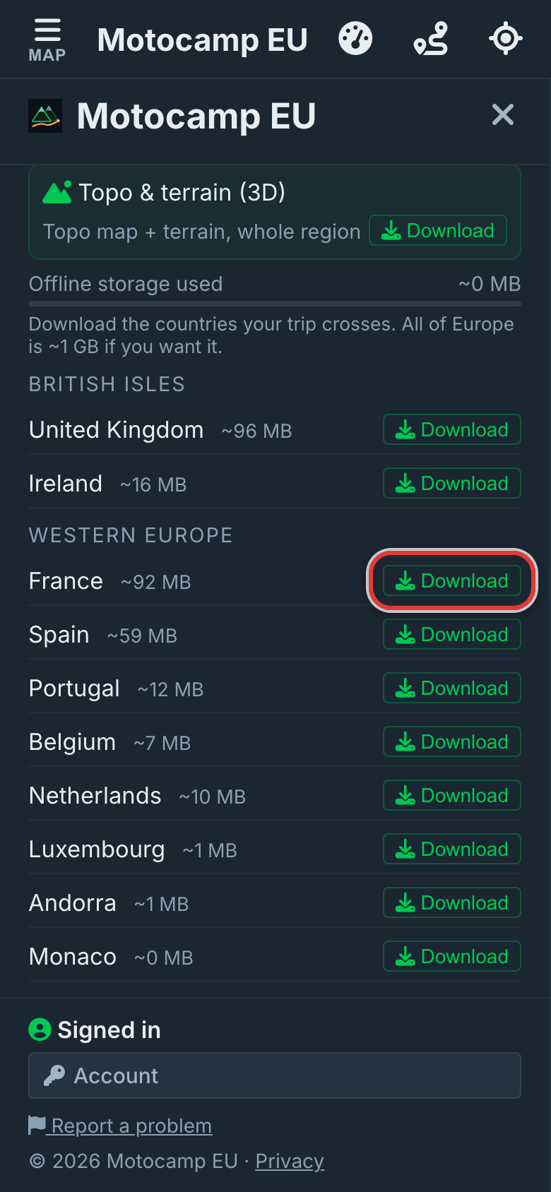 Keep prices for no signal, on a phone