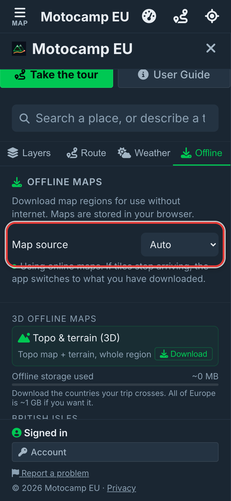 Leave Map source on Auto, on a phone